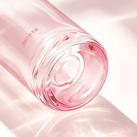 Flacon de parfum cylindrique premium rose de 30 ml (1 oz) avec bouchon rond coloré, portable, pour cosmétiques et vaporisateur
