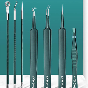 Ensemble d'outils de serrage de cellules d'aiguille d'acné de beauté avec des pinces pour enlever les points noirs gratter la bouche de fermeture et presser le salon d'acné - Product Image 4