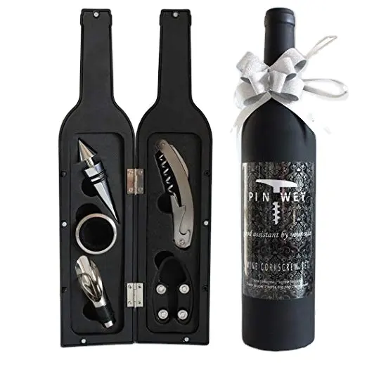 Set Alat Pembuka Anggur Merah 5 Buah, Aksesori Pembuka Botol Bentuk Botol Anggur Merah Pembuka Botol untuk Hadiah