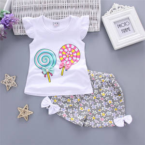 Conjuntos de Ropa para Bebés Niñas, Conjunto de Dos Piezas Blanco, Chaleco de Algodón con Estampado de Dibujos Animados + Pantalones Cortos con Decoración de Lazo, Ropa Infantil - Product Image 4