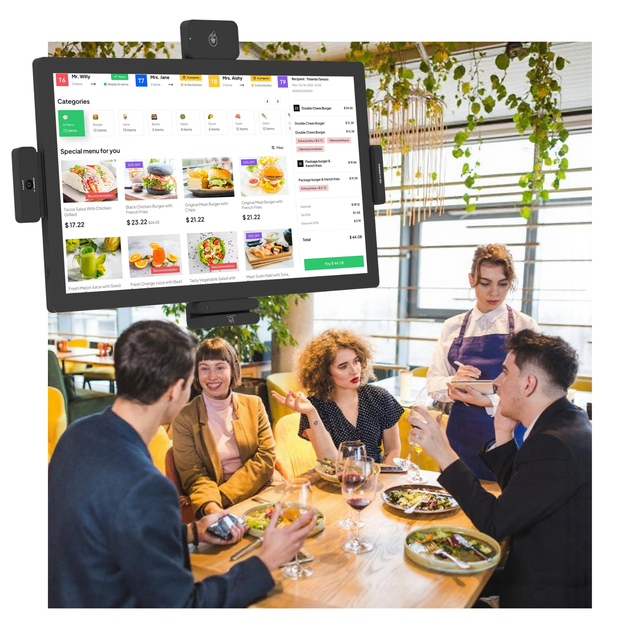Android 15 RS-232 RJ45 NFC/RFID MSR 21.5'' Digital Signage POS Tablet for Restaurant Retail Store Display Order Kiosk Plastic