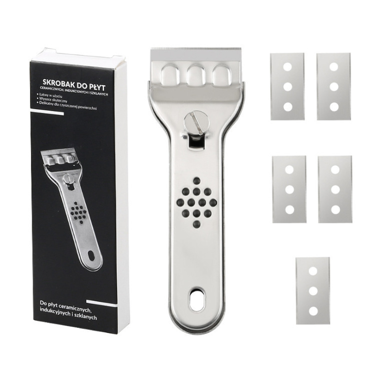 Raspador de limpieza de acero inoxidable con 5 cuchillas (caja de color)