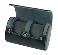 Hot Sale 2-Slot <strong>Watch</strong> Roll <strong>Travel</strong> <strong>Case</strong> Black Pull-Up PU Leather with Snap Buttons for Storage and Gifts