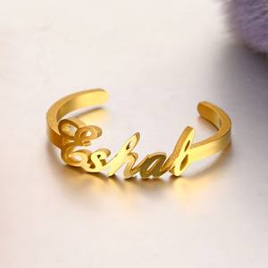 Nome anello personalizzato regolare banda aperta targhetta personale anelli in acciaio inox Unisex - Product Image 4