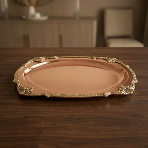 Plateau en cuivre massif avec embellissements en laiton - Product Image 3