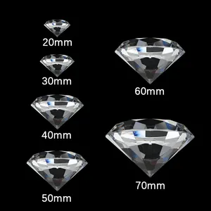 Wholesale Customized 30mm-70mm Clear Crystal Glass Diamond Paperweights For Home Decoration Ornaments Crafts