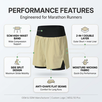Shorts de sport personnalisés pour hommes et shorts de course pour femmes 2 en 1, anti-transpiration, extensibles dans quatre directions, antidérapants, pour marathon