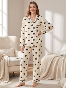 Pigiama Sexy con Stampa Romantica a Maniche Lunghe per Donne - Stile Elegante e Lussuoso, Traspirante con Vita Elastica - Product Image 6