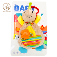 Petite taille en peluche dessin animé couverture de sécurité mignon confortable Animal anneau de dentition avec papier sonore rubans colorés doux pour jouer