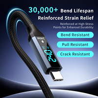 Cable USB4.0 Tipo-C de 240W con Función Completa, Pantalla Digital, Carga Rápida, Transmisión de Alta Velocidad de 40Gbps, Revestimiento de Nailon para Laptop IOS