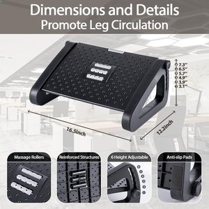 Reposapiés ergonómico ajustable con rodillo de masaje, almohada cómoda para reposapiés para uso en Escritorio de oficina, taburete de pie de escritorio de calidad Premium - Product Image 3