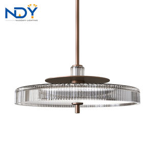 Grand lustre mené par cristal de Matt <span class=keywords><strong>Champagne</strong></span> de luxe de lobby d'hôtel moderne <span class=keywords><strong>en</strong></span> verre soufflé par transparent - Product Image 1