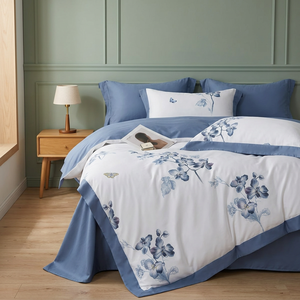 Mejoroom <b>Queen</b> <b>Sheet</b> Set with Embroidery Solid Pattern Polyester Filled Duvet Cover Knitted Bedding for Home Hotel Wholesale - Product Image 3