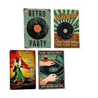 Plaque Métallique Vintage en Forme de Disque Vinyle, Décoration Murale Rétro Musicale, Ensemble de Panneaux en Étain Vieillis et Usés pour Salle de Musique, Bar, Café, Maison
