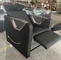 Fauteuil de lavage moderne pour salon, direct usine, avec bac en céramique, en cuir PU, station de lavage réglable, écologique et personnalisable