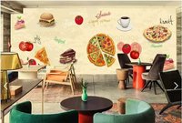 Papier peint mural pour la décoration intérieure de restaurants gastronomiques, de boutiques de hamburgers, de poulet frit, de pizzerias et de cafés