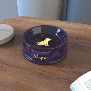 Kustom merek logo stiker mewah Premium keramik pengumpan anjing peliharaan bulat ungu porselen mengkilap fungsional mangkuk makanan Kibble air - Product Image 6