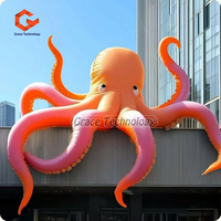 Mascotte de méduse gonflable personnalisée en usine modèle de poulpe orange jaune gonflable Animal marin gonflable