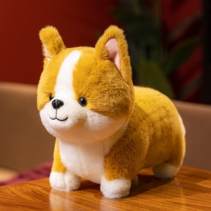 Venta al por mayor de peluche de pie de simulación Corgi Animal de peluche decoración del hogar suave realista Animal Plushies Corgi cachorro muñeca - Product Image 4