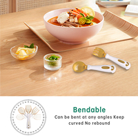 Ensemble de fourchettes et cuillères d'apprentissage portables en silicone PCTG, pliables pour bébé