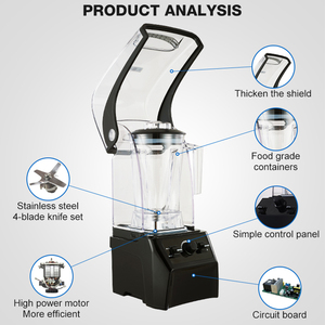 Nuovo Frullatore Commerciale Professionale NSF per Bar, Negozi di Tè e Smoothie, 1.5L 2L 1500W 2200W, Insonorizzato e Resistente - Product Image 3