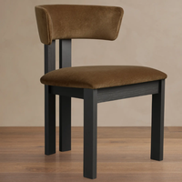 Chaise de salle à manger moderne en bois massif, écologique, durable, avec dossier incurvé et revêtement en velours bouclé, options de couleurs disponibles
