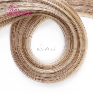 K.SWIGS Highlighted Blonde Ombre 100% Remy Human Hair No Glue Easy Install Straight Bulk Wholesale <b>Micro</b> Ring Hair <b>Extensions</b> - Product Image 5