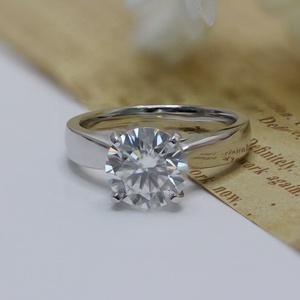 솔리테어 링 925 스털링 실버 VVS 3CT 9mm 라운드 브릴리언트 컷 Moissanite 다이아몬드 약혼 결혼 반지 - Product Image 3