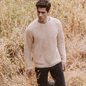 تخصيص OEM & ODM أبيض الصلبة محبوك جولة الرقبة البلوز الثقيلة متماسكة القطن سترة في النمط الكلاسيكي لموسم الخريف - Product Image 2