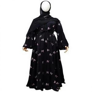 Abaya longue décontractée en polyester respirant effet soie glacée, grande taille, collection Ramadan 2025 – Robe intérieure musulmane tendance - Product Image 1