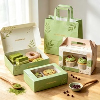 Groothandel op maat gemaakte logo food grade plat verpakte kraft cadeaudoosjes milieuvriendelijke vouwbare dessert gebak donut bakkerij dozen