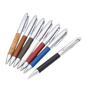 High Quality Custom Logo Metal Business Ballpoint <b>Pen</b> Laser Engraved Silk Printed Twisted Leather Design for Writing - Product Image 1