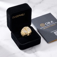OUGEPHELI Bague Jésus entièrement pavée, Bague chevalière crucifix pavée en or 18 carats pour hommes, Bague croix Hip Hop Bling, Bijoux religieux, Grossiste