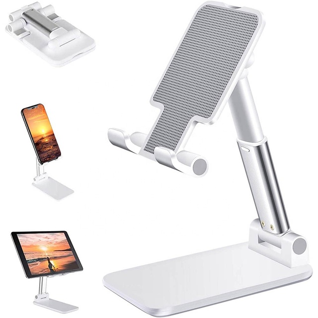 Adjustable Height Foldable Silicone Cell Phone & Tablet Stand for Dashboard Desk Office-Portable Universal Mobile Phone Holder