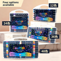 Ensemble de 24 marqueurs acryliques effaçables scintillants en plastique perlé pour enfants, pour dessin et coloriage