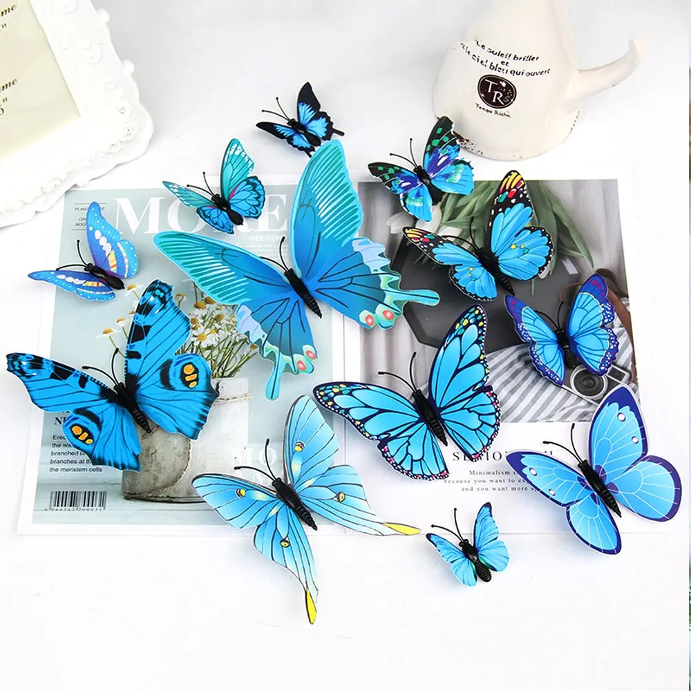 12ピース/パック色3DPVC蝶の装飾ウォールステッカーセット結婚披露宴の家の装飾