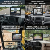 Moniteur de recul AHD 7 pouces IPS 400 nits haute luminosité | Pare-soleil non amovible en caoutchouc 1080P pour camion, bus, fourgonnette, caravane