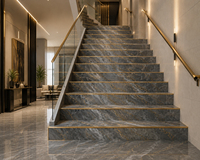 Carrelage d'escalier en porcelaine aspect marbre blanc de luxe 470x1200mm, antidérapant, pour villas
