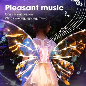 Decorazione del partito luminoso elettrico in movimento <span class=keywords><strong>ali</strong></span> di farfalla fata bambini mobili <span class=keywords><strong>ali</strong></span> di farfalla per le ragazze luce a Led - Product Image 1