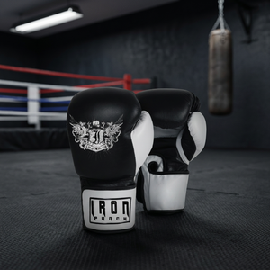 Iron Punch IP-06 Customizable Boxing Gloves Cowhide Leather Lace-up Training Full <b>Finger</b> Adult Black White - Product Image 2