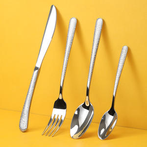 Juego de Cubiertos de Acero Inoxidable con Patrón de Diamantes de Lujo, Cuchillo, Tenedor y Cuchara, para Uso en Hoteles y Restaurantes, Material de Grado Alimenticio, Pulido a Espejo - Product Image 2