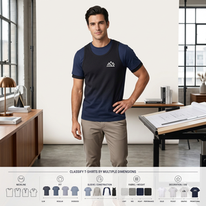 เสื้อยืดแขนสั้นผู้ชายทรงปกติ ผ้าคอตตอนเจอร์ซีย์ คอกลม ลายตัวอักษร โลโก้ด้านหน้า สไตล์ลำลอง ระบายอากาศได้ดี ผ้าถัก - Product Image 4