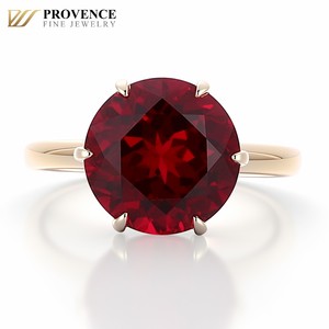 <span class=keywords><strong>Bague</strong></span> en or jaune 10 carats <span class=keywords><strong>avec</strong></span> rubis <span class=keywords><strong>de</strong></span> laboratoire taille brillant rond couleur sang <span class=keywords><strong>de</strong></span> <span class=keywords><strong>pigeon</strong></span>, bijoux fins pour femme, idéale pour un anniversaire, par Provence Jewelry - Product Image 2