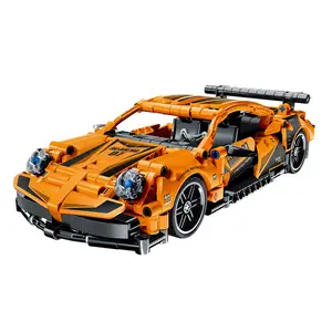 5807 Orange Super Car 490pcs Building Blocks Set Assembly Toys Engineering Toy Pull Back Vehicle