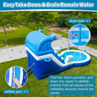 Tobogán Acuático Inflable de Grado Comercial, Casa de Brinco Acuática de PVC, Seco y Húmedo, para Jardín, Fiestas de Cumpleaños al Aire Libre, Alquiler Comercial, 7*4m