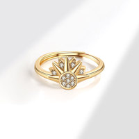 Cincin Pasangan Surgawi Matahari dan Bulan yang Dapat Ditumpuk, Matahari dan Bulan Bersinar Bersama, Janji Persahabatan, Set Cincin Wanita