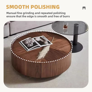 Nhà Máy Walnut colour cao cấp Bàn cà phê gỗ tròn Bàn cà phê phong cách hiện đại cho phòng khách - Product Image 3