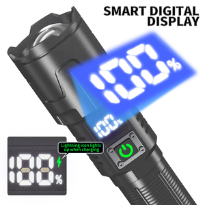 30W <span class=keywords><strong>LED</strong></span> 1000m dài phạm vi đèn Pin ba bánh răng thông minh hiển thị kỹ thuật số 1200Lumens Đèn pin Loại-C hỗ trợ đầu ra Cắm Trại ánh sáng - Product Image 3