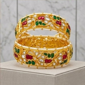 Zyvory 925 Silver Hall Mark Certified Traditional Ethnic Designer <b>Kada</b> Bangles Women's Vintage Wedding Jewelry - Product Image 4