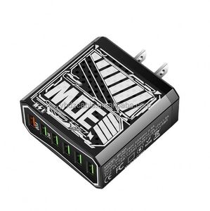 2025 Best Selling <b>EU</b> UK US <b>Plug</b> 30W 6-in-1 Multi Port USB Mobile Phone Charging Head QC3.0 Android Travel <b>Adapter</b> - Product Image 2